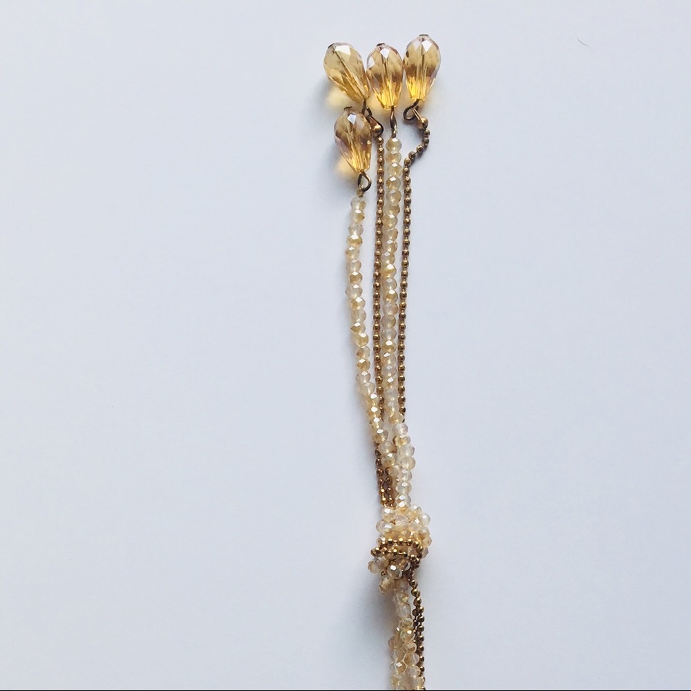 Gold shimmering glass bead necklace